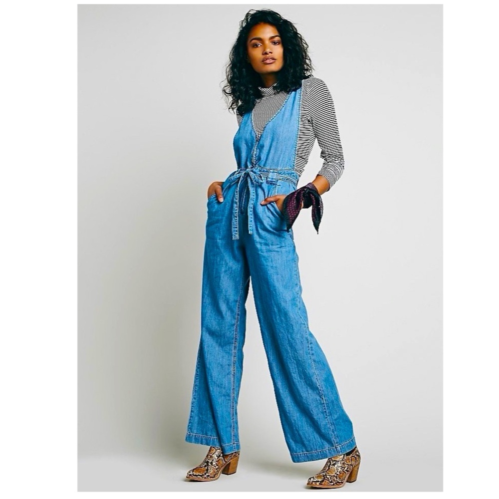 Free People Clara Denim Jumpsuit